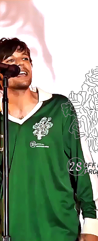Louis Tomlinson Fashion on X: Louis wore a Self-Designed 28 Official  Programme look last night. Following the collection's previous garments,  the cream hoodie and green shorts showcase Louis' characteristic 28. The  print