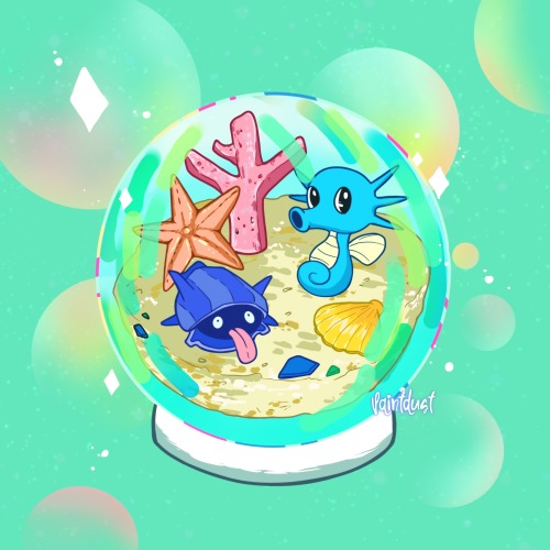 Redesigning my favorite Animal Crossing game items with Pokemon themes!Sea Globe x Horsea & Shel