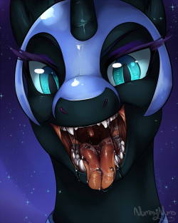 nummynomz:  Mawshot commission of Nightmare Moon. c:In the commissioner’s own perfect words, the mare of the night herself seems to be saying…” “I have plans that no one will stop me from achieving. I’ll make sure of that, if I have to, personally.”