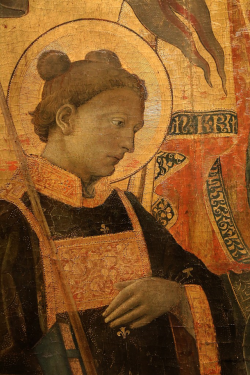 koredzas:Filippo Lippi and Workshop - Madonna and Child with Saints. Detail. 1452 - 1453 Saint Stephen
