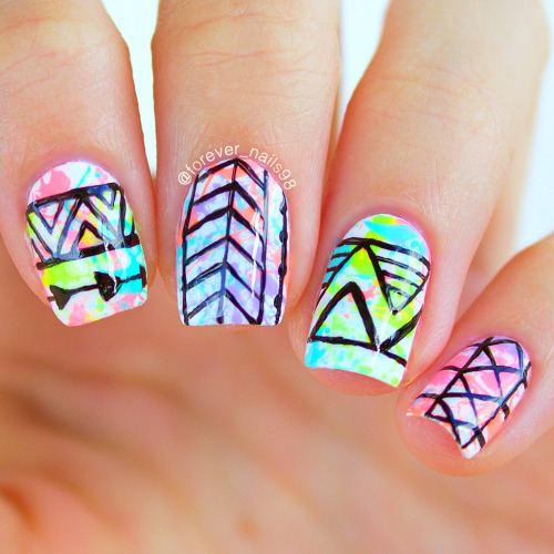 Paint Splatter Tribal Nails