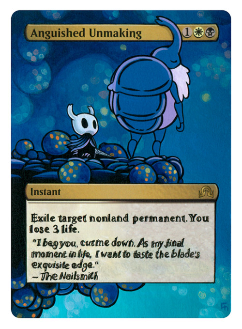 sumomocards:Anguished Unmaking Hollow Knight(References are offical artwork/screenshots from the gam