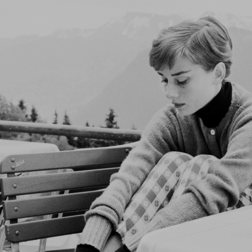 briarosie:Audrey Hepburn on the terrace of the Restaurant Hammetschwand at the summit of the Bü