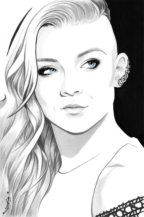 portraitsainteasy: Happy Birthday Natalie Dormer. Painted with ink and watercolor.