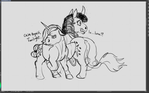 Some More Work Done On A Luna And Twilight Concept That I Haven't Touched In Almost 2 Years: (the Beginning