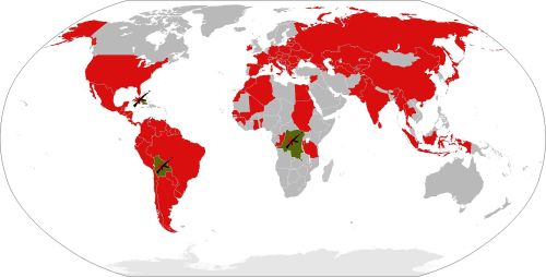 mapsontheweb:Countries lived in/visited by Che Guevara in red. Nations where he engaged in armed rev