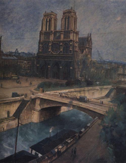 kuzma-petrov-vodkin: Paris.Notre-Dame, 1924, Kuzma Petrov-VodkinMedium: oil,canvas