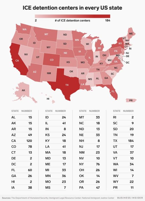 thesociologicalcinema: ICE detention centers in every US stateSource: The Department of Homeland Se