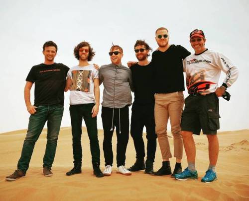 imaginedragonsdaily: Imagine Dragons shooting a video in the desert in Dubai.Photos: @erinh82; @broo