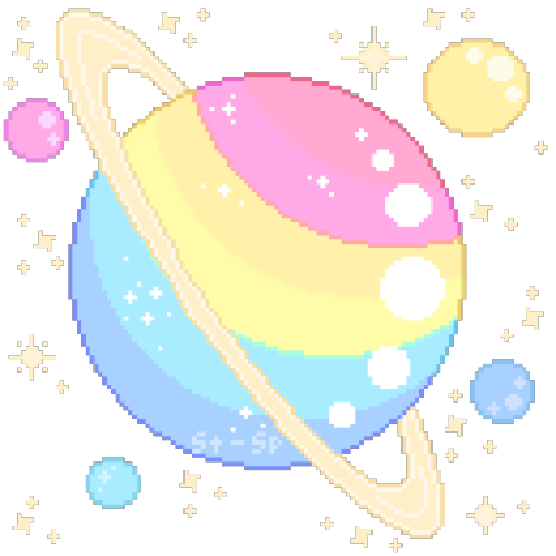 stardust-specks:Transparent pixel planets for pride month! These make good icons. Use with credit an