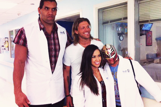 allthingsaj:  319-321/500 photos of AJ Lee  AJ and Rey are the same height!