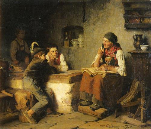 allthepainting:  Die Marchenerzahlerin, Artist: Franz von Defregger, oil painting reproductions.