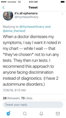 just-call-me-vendetta:  aaliyah-appollonia:  unamedwatcher: novafuzzcheeks:  aaliyah-appollonia: Black people must adopt this more!! I never realized how many times my symptoms have been dismissed  Please, y'all, start doing this. Don’t let doctors