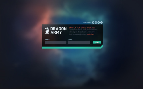 CLIENT: DRAGONARMY DESCRIPTION: Create a email sign-up &amp; landing page for app development compan