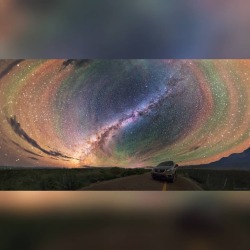 Colorful Airglow Bands Surround Milky Way