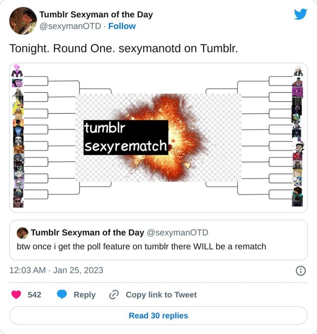 tumblr sexyman poll rematch 2023 on Tumblr