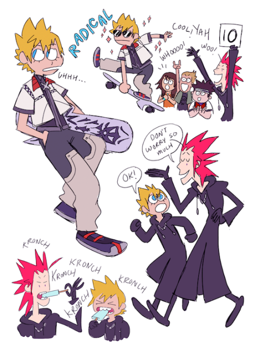 Two doodle pages for a KH doodle zine I never had time to finish XD