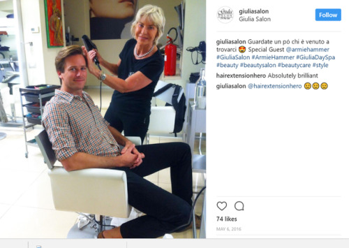 laurenluxe: This appears to be Armie getting his hair cut in Italy, during the time when CMBYN was b