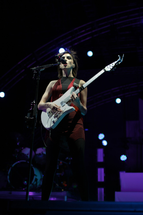 vansmusic:  Coachella: St. VincentNight three of Coachella, the final one, had arrived and St. Vincent took the stage in a militant marching fashion. The lights came up and Annie Clark began to slay through tracks on guitar. We found ourselves watching