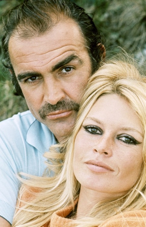 Brigitte Bardot and Sean Connery during production of Shalako (1968).