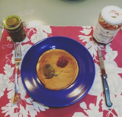 Breakfast Of Champions!    Pistachio &Amp;Amp;  Strawberry Jelly Pancakes!