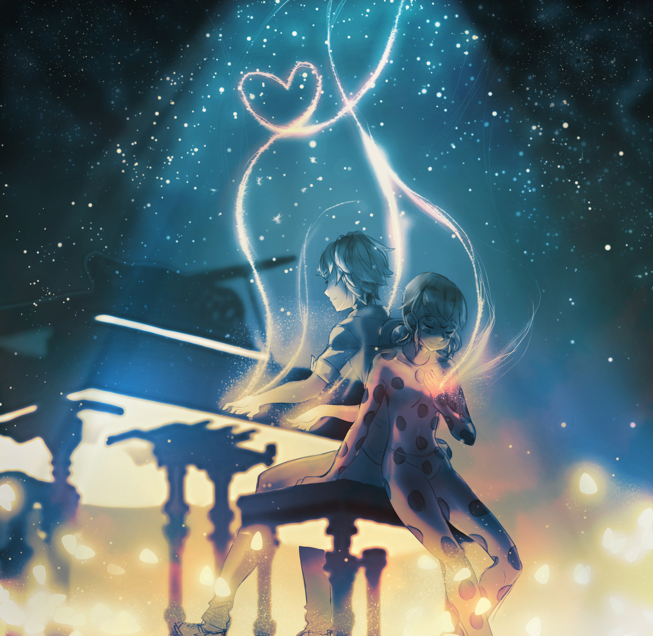 736x3:  Inspired by the fic Clair de Lune on AO3.i really wanna hear Adrien playing
