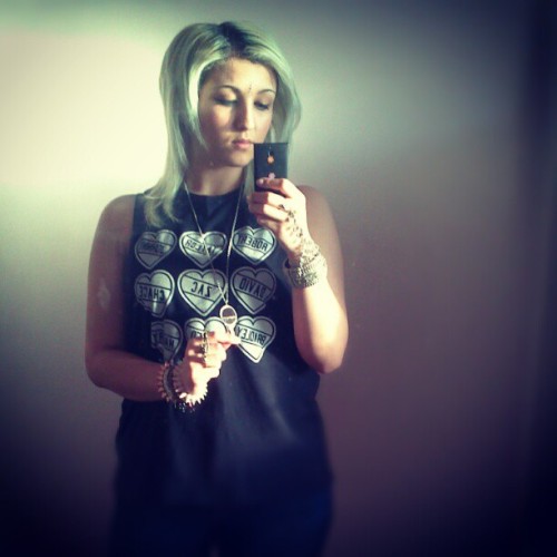 #today ’s #outfit #tank #hearts #love #me #hair