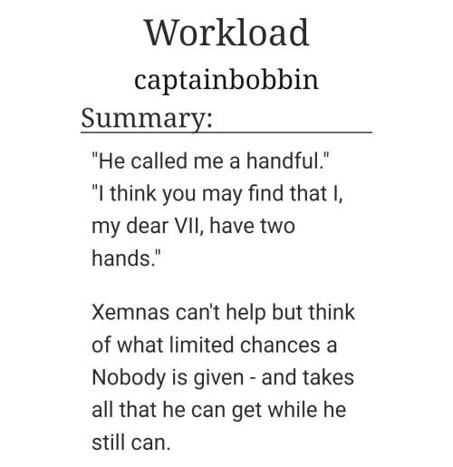 I have a new (n/s/f/w) Xemnas x Saïx fanfic up  