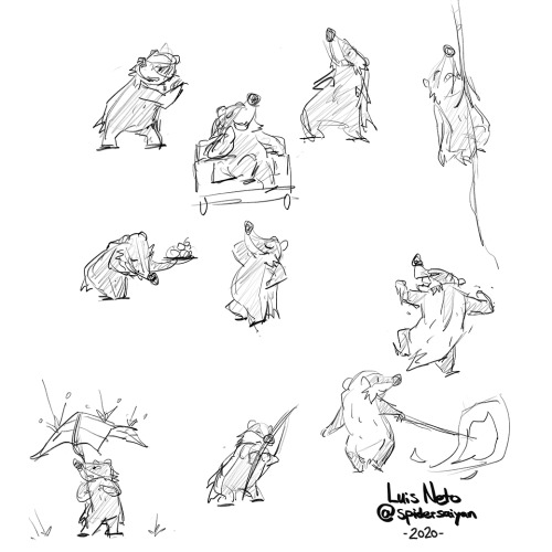 Here’s some 1-2 minute gesture exercises I drew. I used a random generator to pick an animal, which 