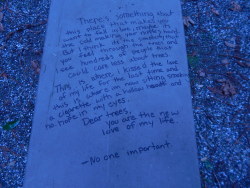 sailinto-thesky:  found this on a bench in the forest and it made me sad 