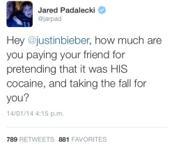 covenesque:   youarenotyou:  freshest-tittymilk:  howmanytuesdaysdidyouhave:  justanotherboredteengirl:  sher-locked-in-destiel:  mishacollihns:  Nothing scares me more than Jared firing the shots  Guys, i just checked his twitter— this tweet is real,