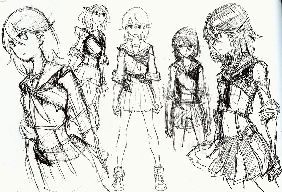 h0saki:More Ryuko and Kamui Senketsu designs. Looks like she was supposed to have