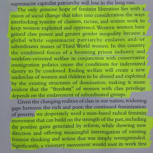 Shout out to bell hooks for taking down down mainstream white feminism in a single page. 