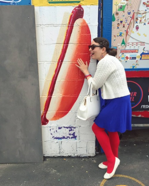 Continuing my apparently annual tradition of taking a photo with this mural of a big hot dog near th