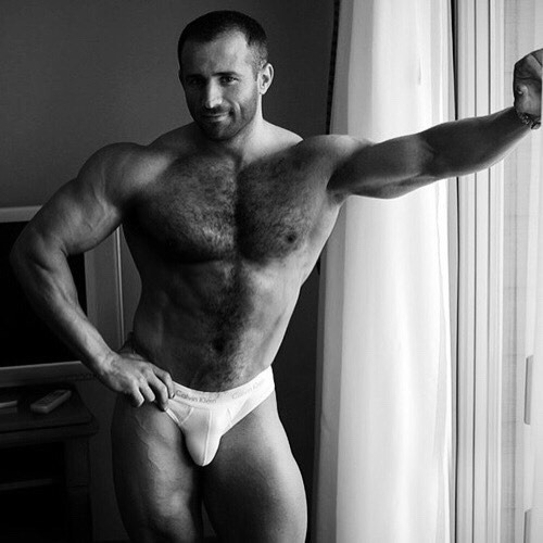 thumper339:  3leapfrogs:  ::|:: •=• •=• •=• Visit the B/W version of 3leapfrogs  Handsome, scruffy, sexy, massively muscled, hairy MF’n’ hunk ‘n his man-junk-stuffed tight white shorts!! Love those meaty, beefy, thighs ‘n the entire