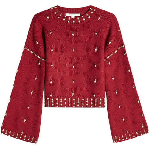 Jonathan Simkhai Embellished Wool Pullover ❤ liked on Polyvore (see more beaded sweaters)