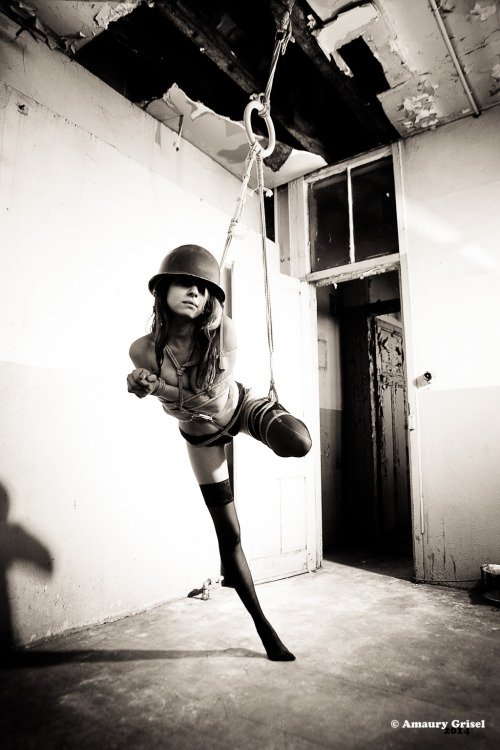 bdsmgeek:  bondageisnotacrimeparis:  le petit soldat Modele : Julia Rope And photography : Amaury Grisel  Ready for a blast. 