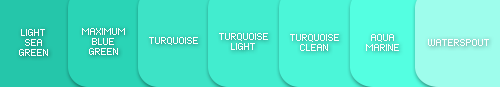 cherriesgirls: LIGHT SEA GREEN HEX: #25c6aa | RGB: 37, 198, 170MAXIMUM BLUE GREEN HEX: #2ad4b6 | RGB
