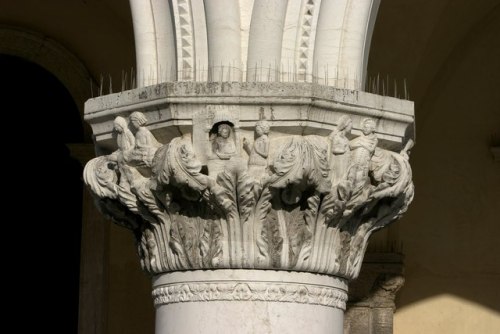 Gothic capitals on the fasade of the Doge’s Palace in Venice, mid-late 14th century