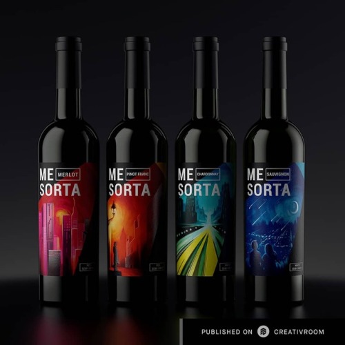 Cool dynamic #packaging for Me Sorta wines, with bold monochromatic illustrations and modern typogra