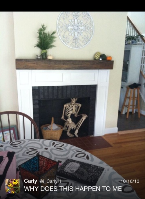 mostly-perfect:  So one time my dad bought a skeleton for Halloween, and one day he decided to place it in the kitchen to scare me and it went too far… 