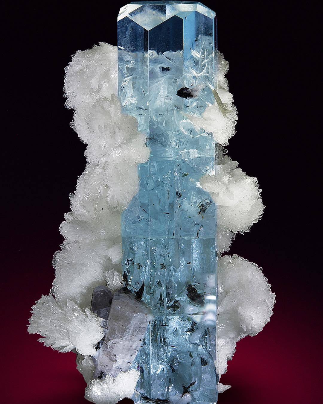 geologypage: Aquamarine and Albite | #Geology #GeologyPage #Mineral  Locality: Shigar