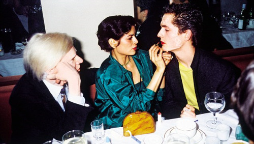 beatricelillies — Bianca Jagger applies lipstick to Rupert Everett,...