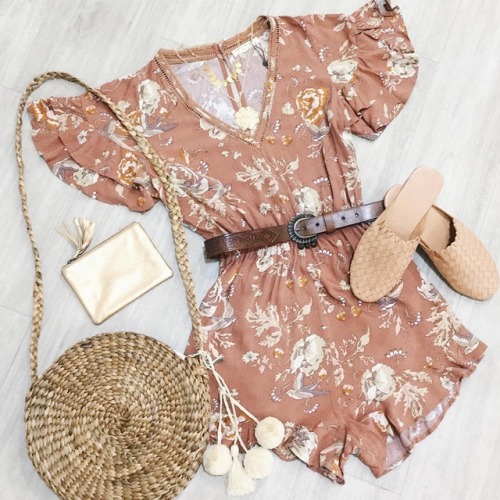 This little flowing romper is sweet as sweet teamed back with perfect accessories for the weekend Cl