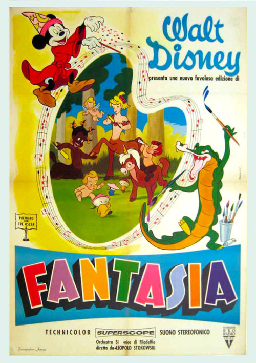 animationproclamations:1950s reissue one-sheet movie poster from Walt Disney’s Fantasia.