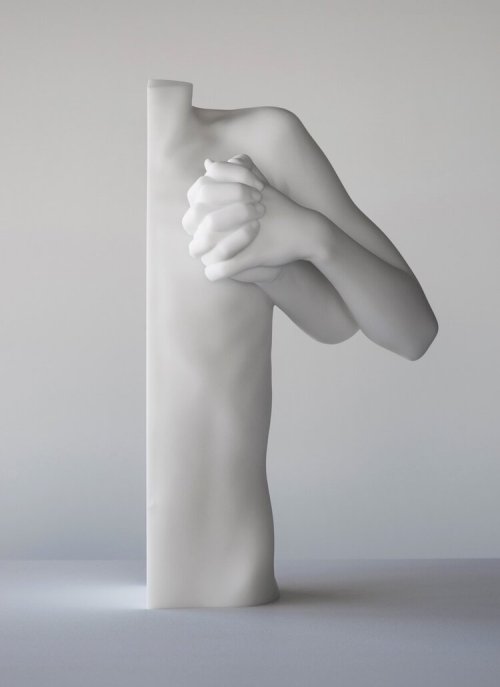 jareckiworld:Anders Krisár  —  Half Torso II   (white marble, 2019)