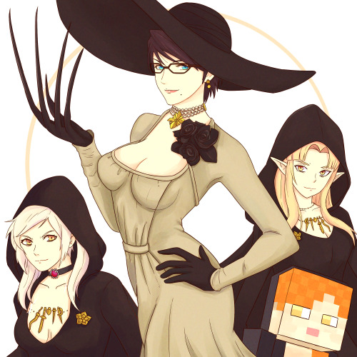 truejekart:Bayonetta as Lady Dimitrescu and her daughters (Alex,