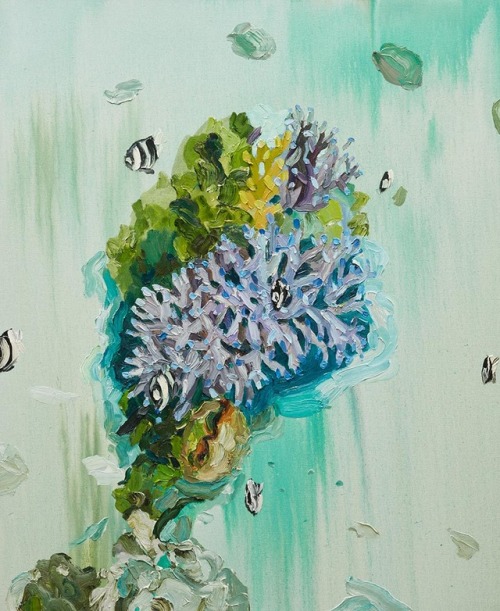 Humbug Damselfish Home    -     Laura Jones,  2018Australian,b.1982-oil on linen ,112 x 89 cm