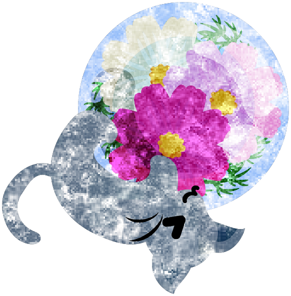 フリーのイラスト素材 可愛い猫と不思議な花のクリスタル Free Illustration フリー素材のatelier B W 加工 印刷 商用利用可能