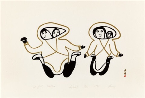 neshamama: kenojuak ashevak, joyful mothers #33, 1971, stonecut